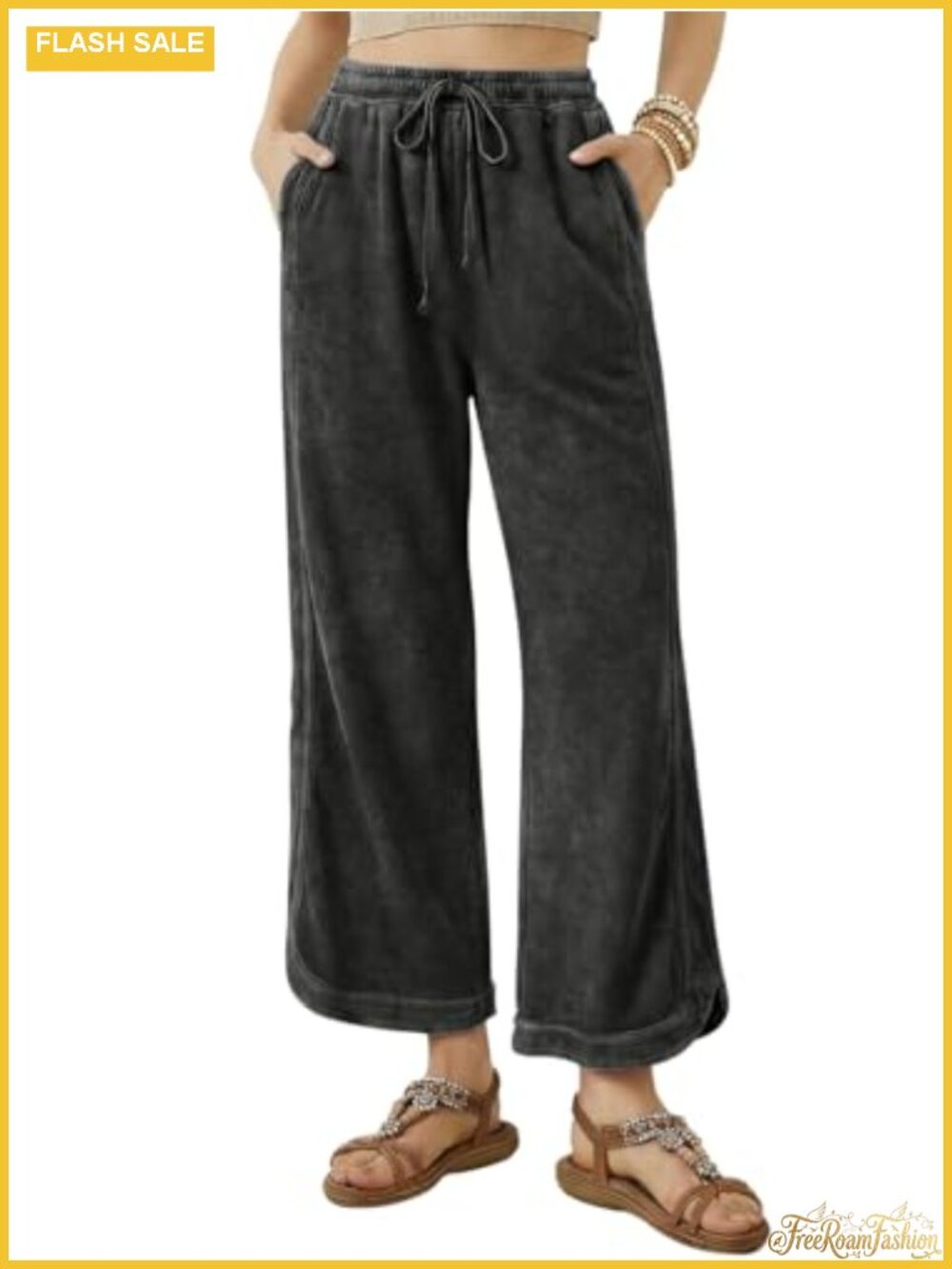 Wide Leg Drawstring Lounge Pants - 100% Cotton Baggy Trousers